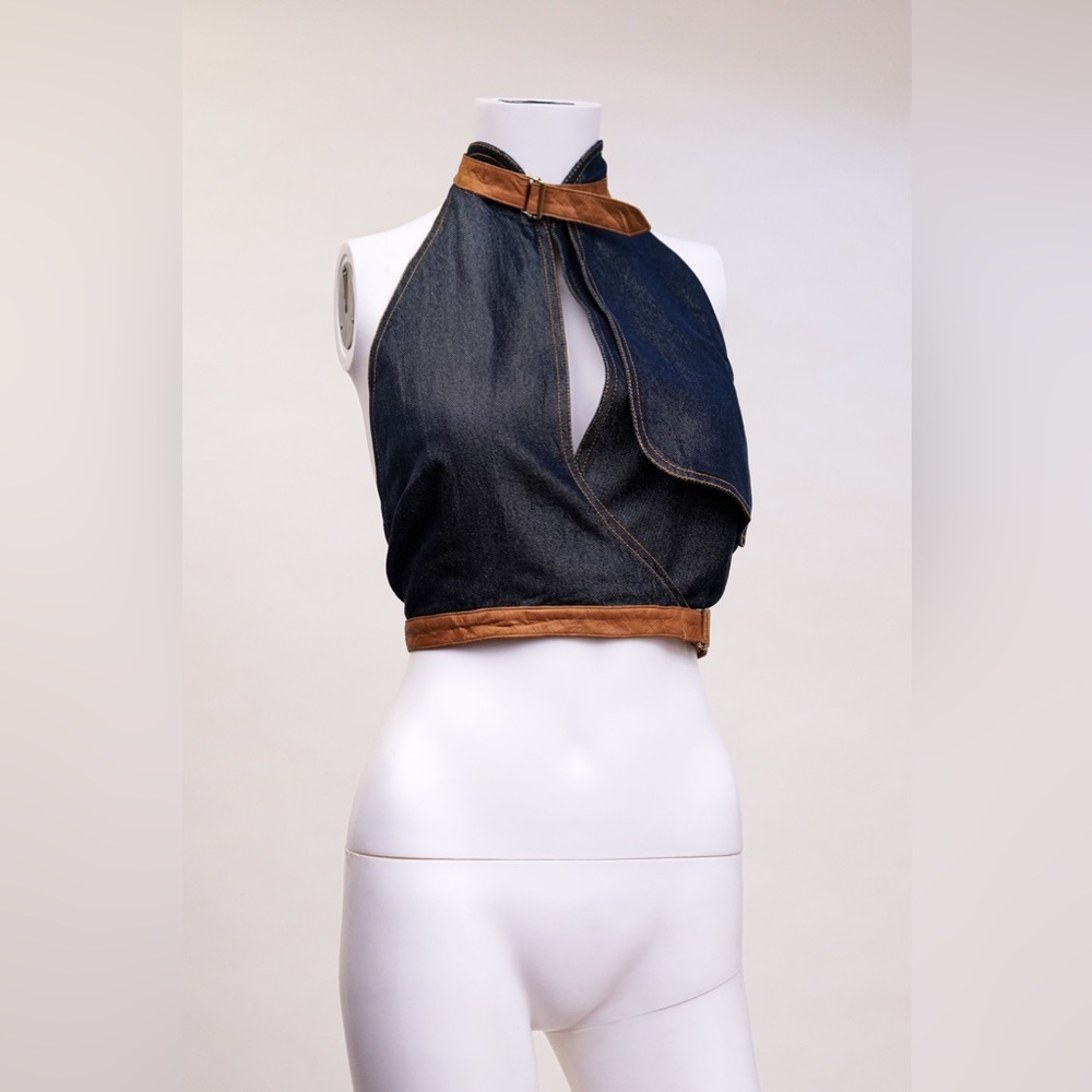 Christian Dior Denim Halter Top - Picture 3 of 7